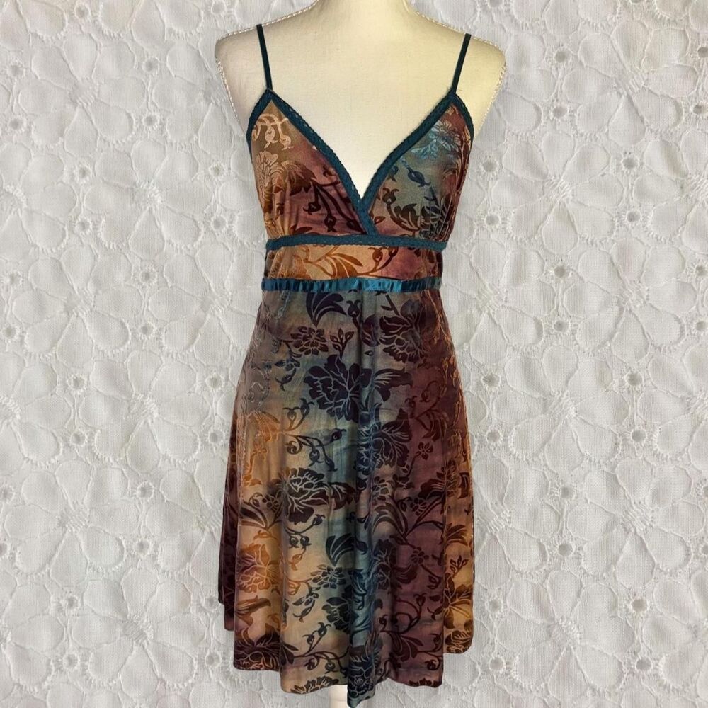 NWT Vintage 90s/Y2K Rue21 Velvet Burnout Whimsigoth Dress Made in USA